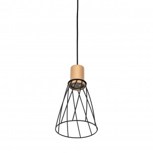 Lampa wisząca druciana Modesto Wood 16cm czarny / sosna TK Lighting