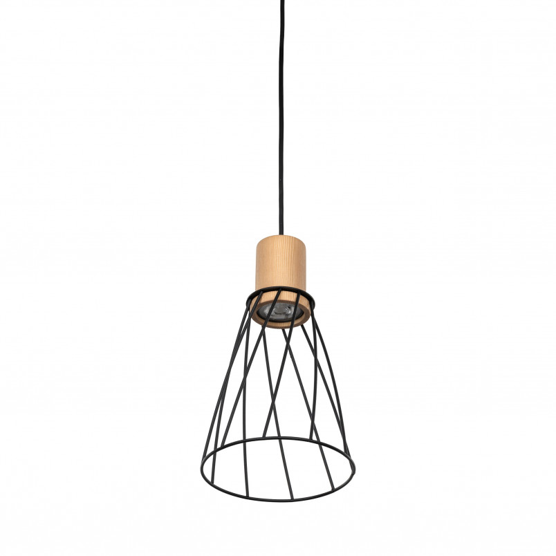 Lampa wisząca druciana Modesto Wood 16cm czarny / sosna TK Lighting