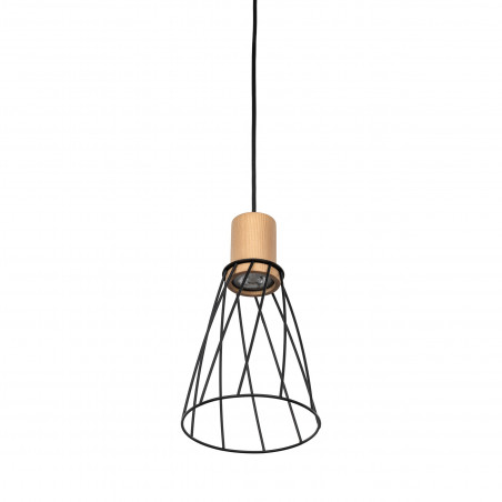 Lampa wisząca druciana Modesto Wood 16cm czarny / sosna TK Lighting