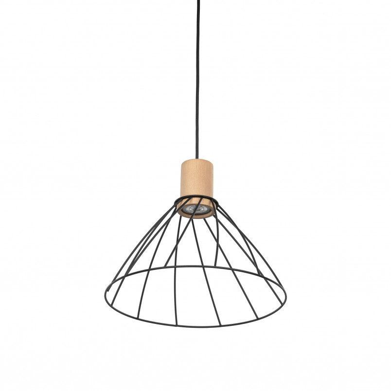Lampa wisząca druciana Modesto Wood 29,5cm czarny / sosna TK Lighting