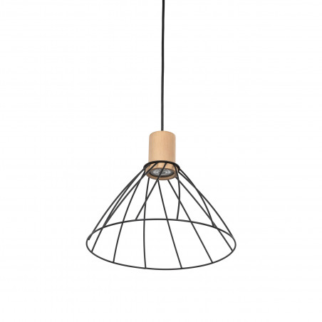 Lampa wisząca druciana Modesto Wood 29,5cm czarny / sosna TK Lighting