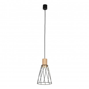 Lampa wisząca druciana Modesto Wood 16cm czarny / sosna TK Lighting