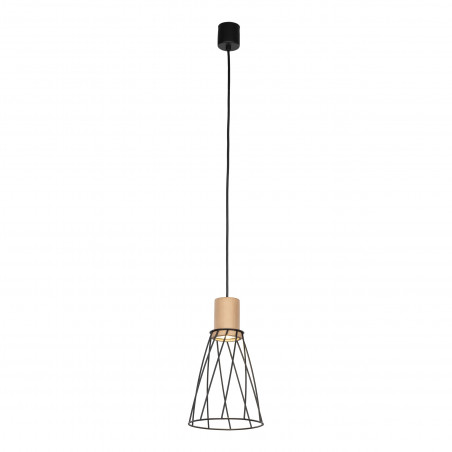 Lampa wisząca druciana Modesto Wood 16cm czarny / sosna TK Lighting