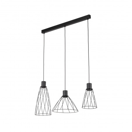 Lampa wisząca druciana potrójna na listwie Modesto 82cm czarna TK Lighting