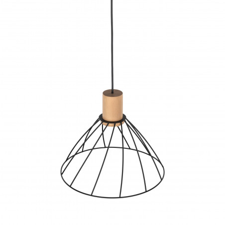 Lampa wisząca druciana Modesto Wood 29,5cm czarny / sosna TK Lighting