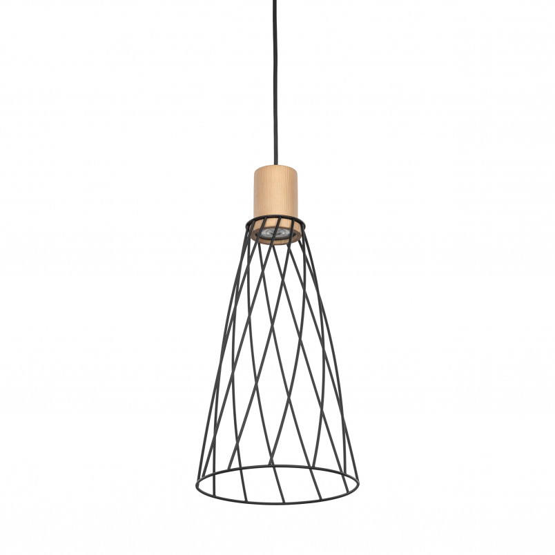 Lampa wisząca druciana Modesto Wood 19cm czarny / sosna TK Lighting
