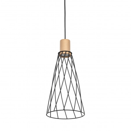 Lampa wisząca druciana Modesto Wood 19cm czarny / sosna TK Lighting