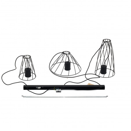 Lampa wisząca druciana potrójna na listwie Modesto 82cm czarna TK Lighting