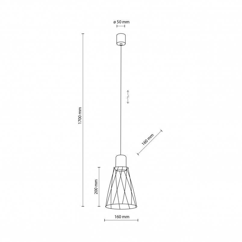 Lampa wisząca druciana Modesto Wood 16cm czarny / sosna TK Lighting