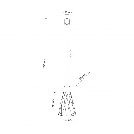 Lampa wisząca druciana Modesto Wood 16cm czarny / sosna TK Lighting