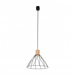Lampa wisząca druciana Modesto Wood 29,5cm czarny / sosna TK Lighting