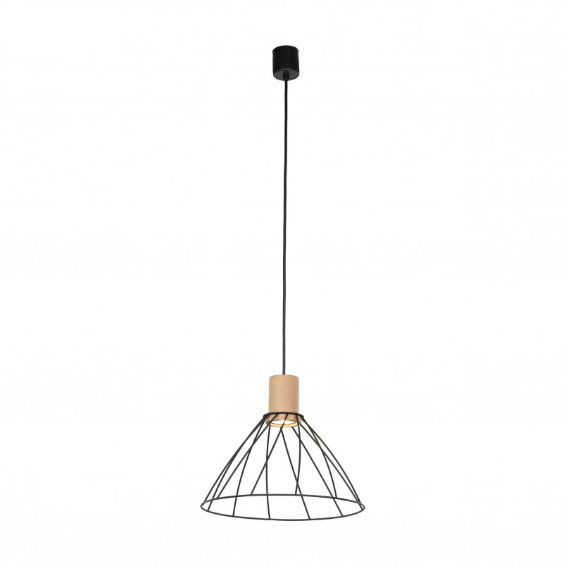 Lampa wisząca druciana Modesto Wood 29,5cm czarny / sosna TK Lighting