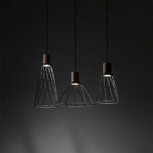 Lampa wisząca druciana potrójna na listwie Modesto Wood 82cm czarny / sosna TK Lighting