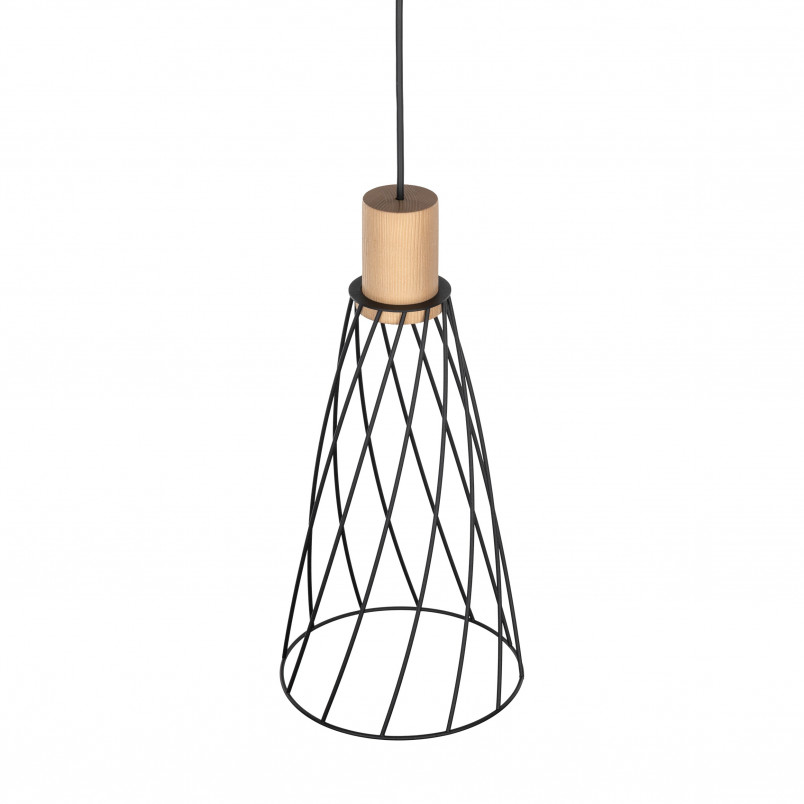 Lampa wisząca druciana Modesto Wood 19cm czarny / sosna TK Lighting