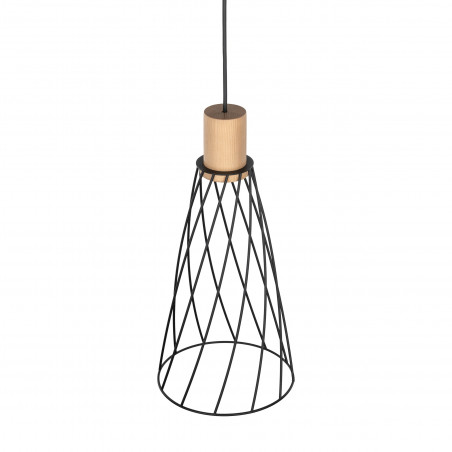 Lampa wisząca druciana Modesto Wood 19cm czarny / sosna TK Lighting