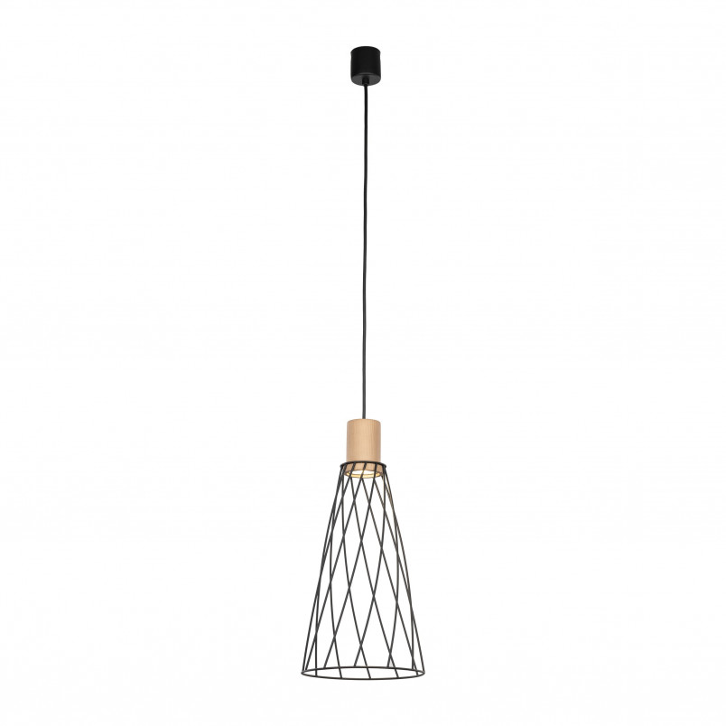 Lampa wisząca druciana Modesto Wood 19cm czarny / sosna TK Lighting