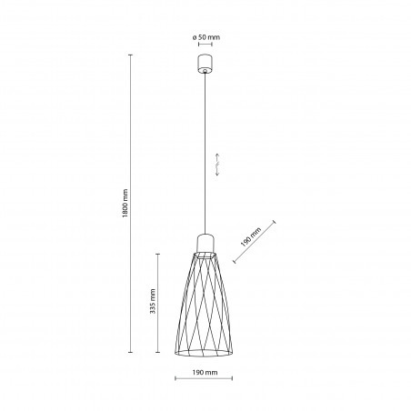 Lampa wisząca druciana Modesto Wood 19cm czarny / sosna TK Lighting