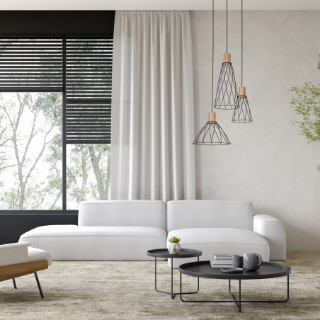 Lampa wisząca druciana potrójna Modesto Wood 50cm czarny / sosna TK Lighting