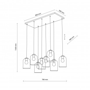 Lampa wisząca szklana Molly VIII 78cm zielona TK Lighting