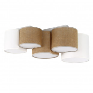 Plafon boho 5 punktowy Mona 83x45cm juta / biały TK Lighting