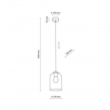 Lampa wisząca szklana Molly 14cm żółta TK Lighting
