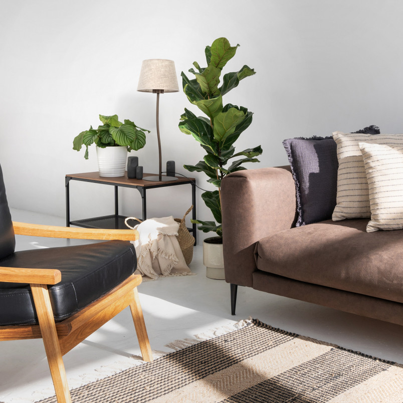 Lampa stołowa na szafkę nocną Nicola len / brąz TK Lighting