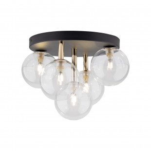 Plafon szklany 5 kul Nilos 35cm przeźroczysty / złoty / czarny TK Lighting