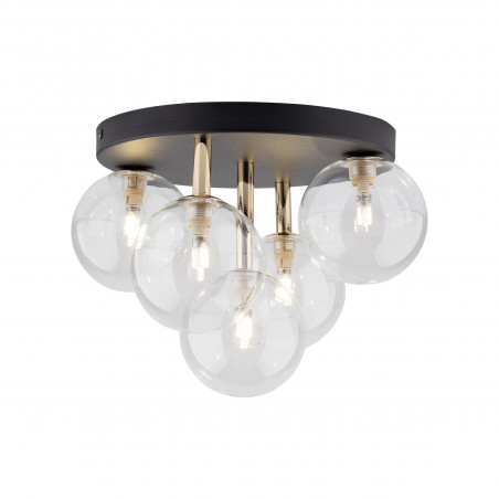 Plafon szklany 5 kul Nilos 35cm przeźroczysty / złoty / czarny TK Lighting