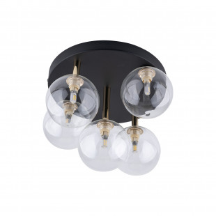 Plafon szklany 5 kul Nilos 35cm przeźroczysty / złoty / czarny TK Lighting