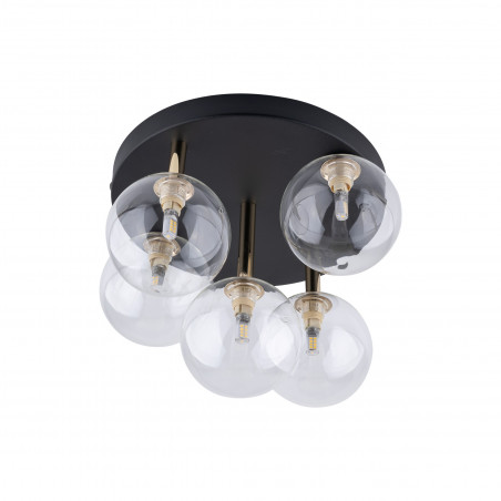 Plafon szklany 5 kul Nilos 35cm przeźroczysty / złoty / czarny TK Lighting