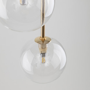 Lampa wisząca / żyrandol szklany 3 kule Nilos 25cm przeźroczysty / złoty / czarny TK Lighting