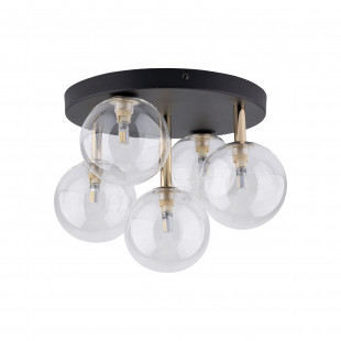 Plafon szklany 5 kul Nilos 35cm przeźroczysty / złoty / czarny TK Lighting