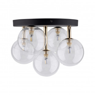 Plafon szklany 5 kul Nilos 35cm przeźroczysty / złoty / czarny TK Lighting