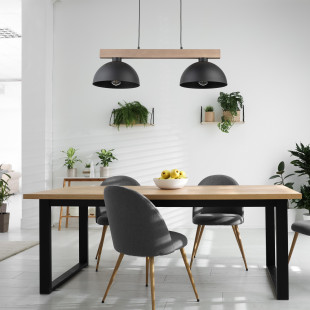 Lampa wisząca loft 2 punktowa Oslo 83cm czarny / sosna TK Lighting