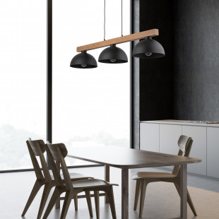Lampa wisząca loft 3 punktowa Oslo 118cm czarny / sosna TK Lighting