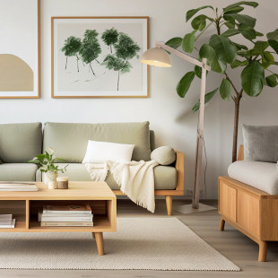 Lampa podłogowa skandynawska Oslo Sabia 180cm beżowy / drewno TK Lighting