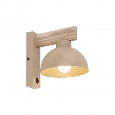 Kinkiet z włącznikiem Oslo Sabia beżowy / drewno TK Lighting