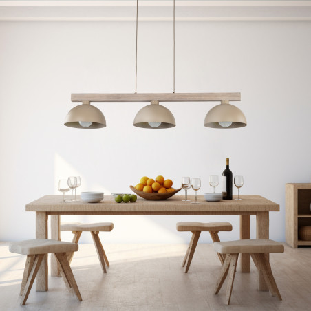 Lampa wisząca skandynawska 3 punktowa Oslo Sabia 118cm beżowy / drewno TK Lighting