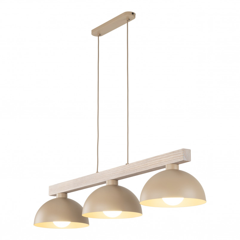 Lampa wisząca skandynawska 3 punktowa Oslo Sabia 118cm beżowy / drewno TK Lighting