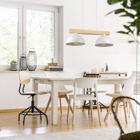 Lampa wisząca skandynawska 2 punktowa Oslo 83cm biały / sosna TK Lighting