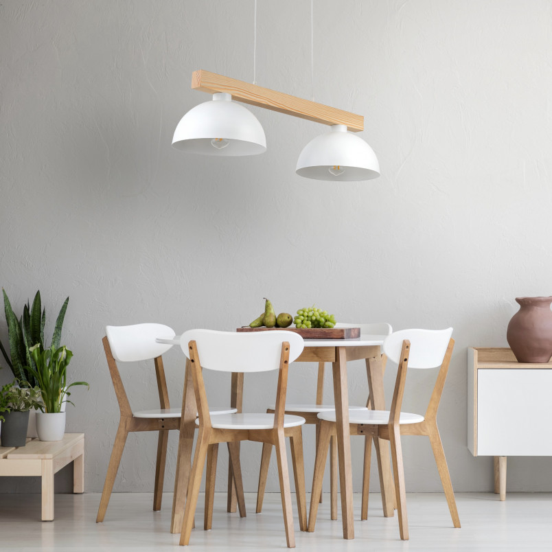 Lampa wisząca skandynawska 2 punktowa Oslo 83cm biały / sosna TK Lighting