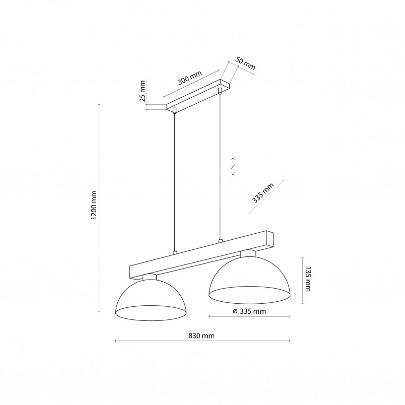 Lampa wisząca skandynawska 2 punktowa Oslo 83cm biały / sosna TK Lighting