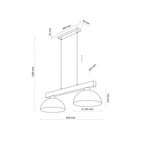 Lampa wisząca skandynawska 2 punktowa Oslo 83cm biały / sosna TK Lighting