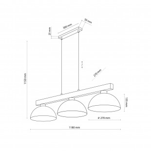 Lampa wisząca skandynawska 3 punktowa Oslo 118cm biały / sosna TK Lighting