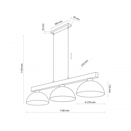 Lampa wisząca skandynawska 3 punktowa Oslo 118cm biały / sosna TK Lighting