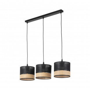 Lampa boho 3 punktowa na listwie Paglia New 60cm czarny / plecionka TK Lighting