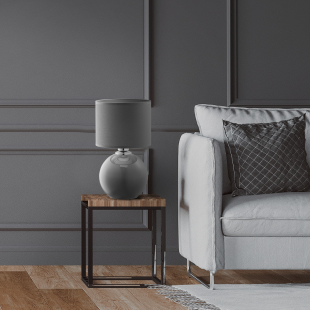 Lampa stołowa szklana z abażurem Palla Small szara TK Lighting