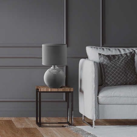 Lampa stołowa szklana z abażurem Palla Small szara TK Lighting