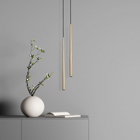 Lampa glamour wisząca tuba Piano 5,2cm złota TK Lighting