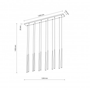 Lampa glamour wiszące tuby Piano XII 150cm złota TK Lighting